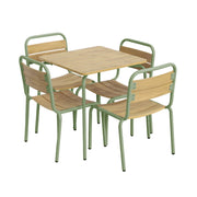 Set tavolo da giardino per bambini in acciaio e decorazione in legno