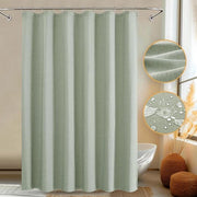 Douchegordijn in tessuto di lino, con chiusura extra rinforzata, impermeabile, con 12 ganci in acciaio inox, dimensioni 183 x 198 cm