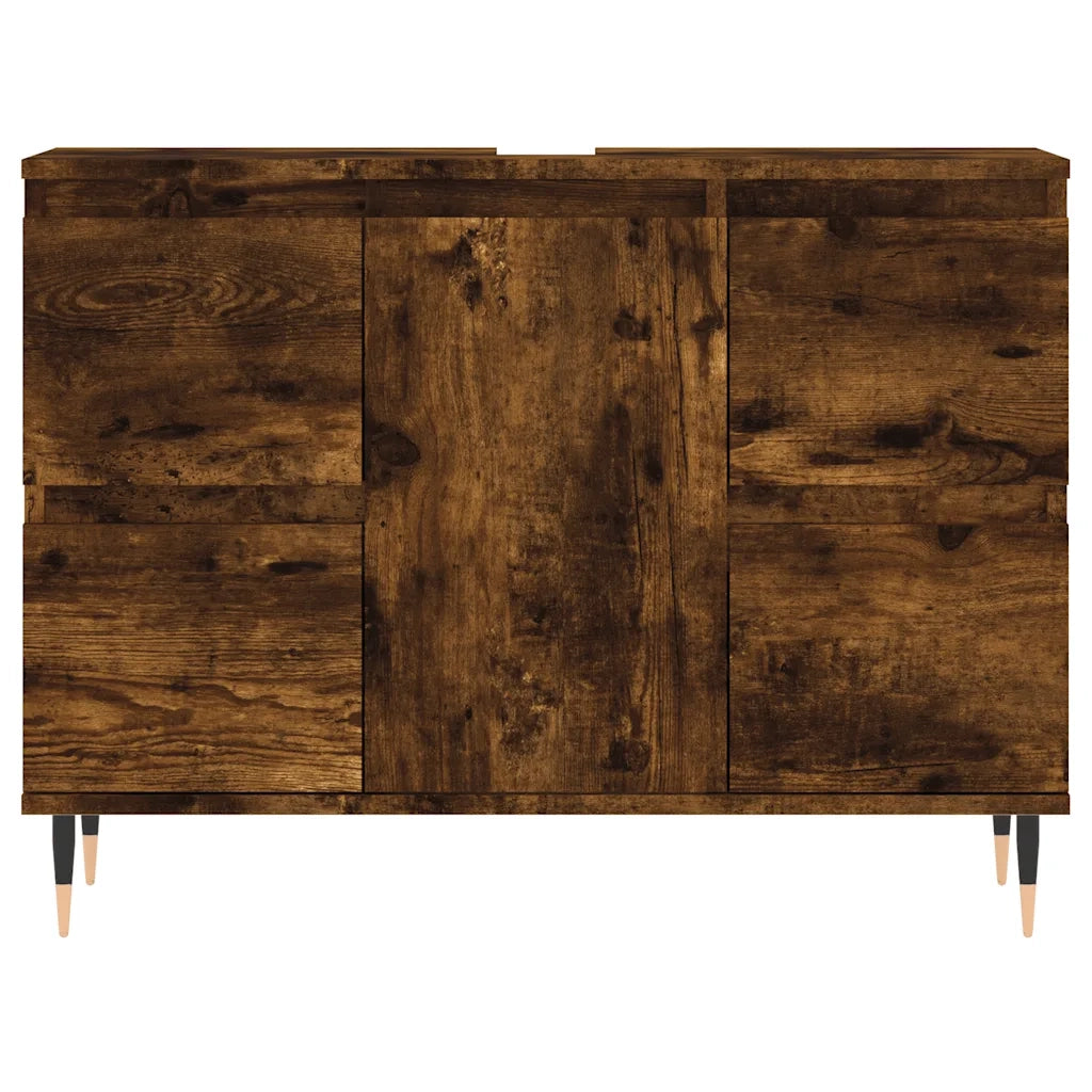 Armadietto Bagno Rovere Fumo 80x33x60 cm in Legno Multistrato 831649