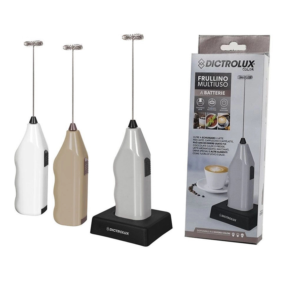 Trade Shop - Frullino Multiuso A Batterie Schiumino Monta Latte Cappuccino Caffe' 3 Colori Con Base -
