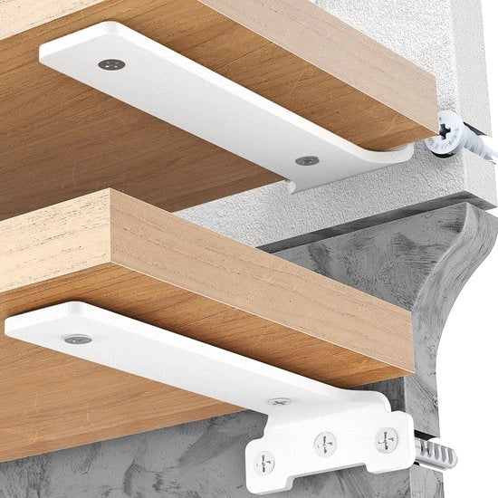 Sostegni Metallici Robusti con Design Nascosto per Carichi Elevati - 70 kg di Capacità di Carico, 25 cm, Bianco