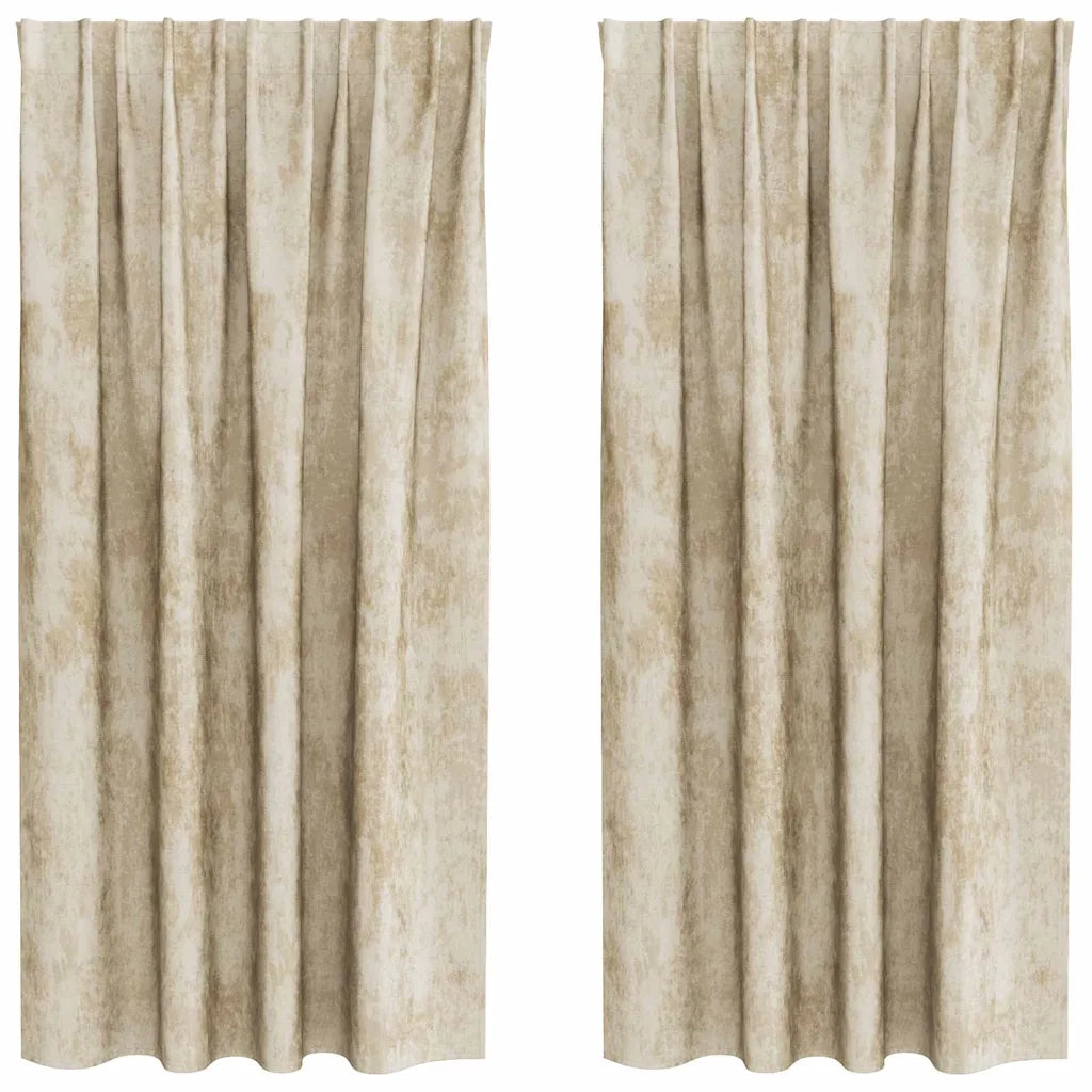 Tende in Velluto con tende 2 pcs Crema 175 x 140 cm Velluto 4107699
