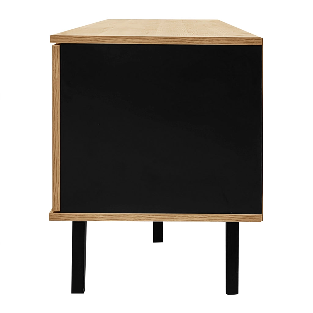 Mobile TV con 2 Ante; 1 Cassetto e 1 Vano; Design Legno e Nero; Soggiorno; 170??40??50;5 cm; in Pannello Truciolare