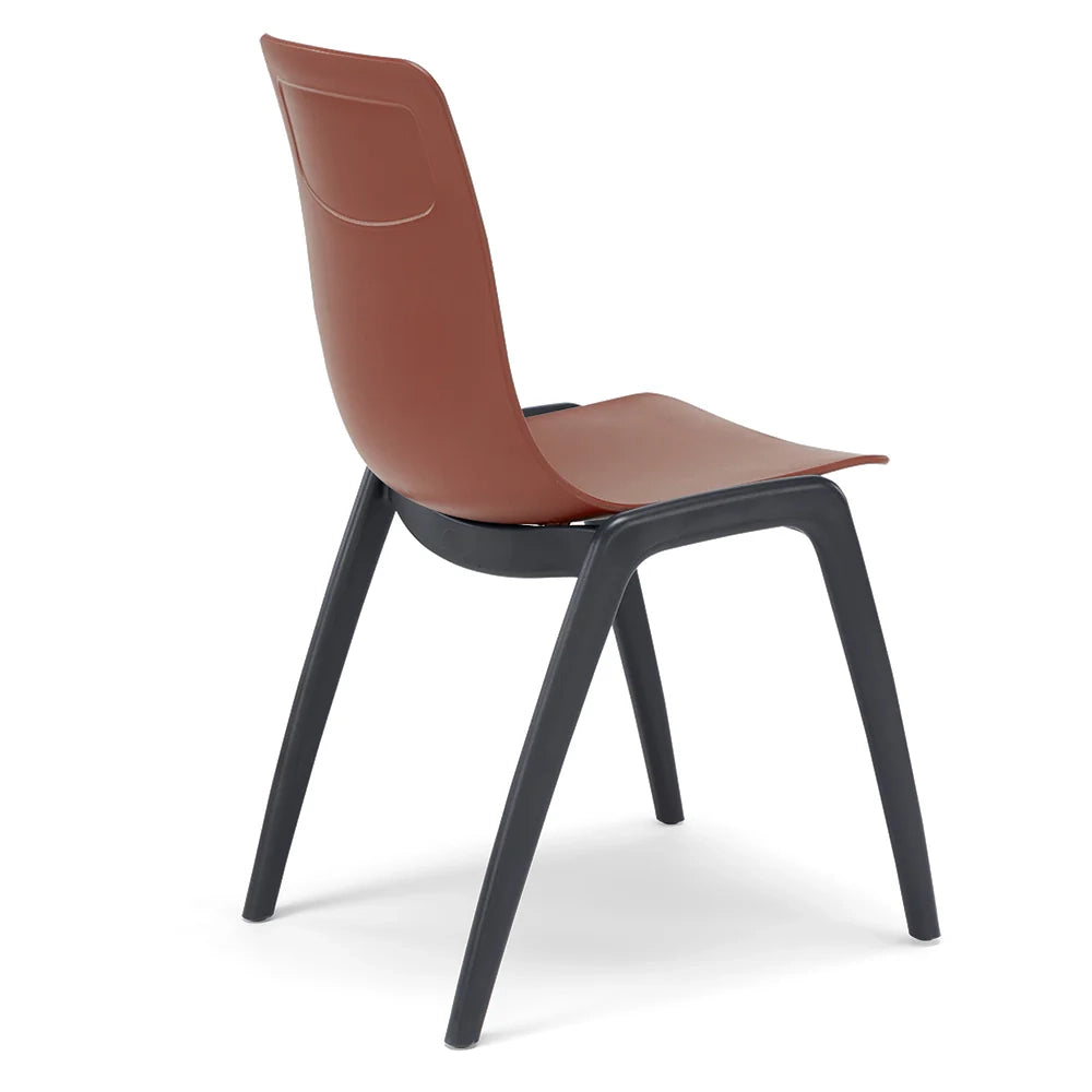 Set 2 sedie in tecnopolimero Dalia L colore Mattone, 100% MADE IN ITALY, gambe Antracite, impilabile, design moderno ideale per sala da pranzo, cucina, soggiorno, ufficio, camera per bambini