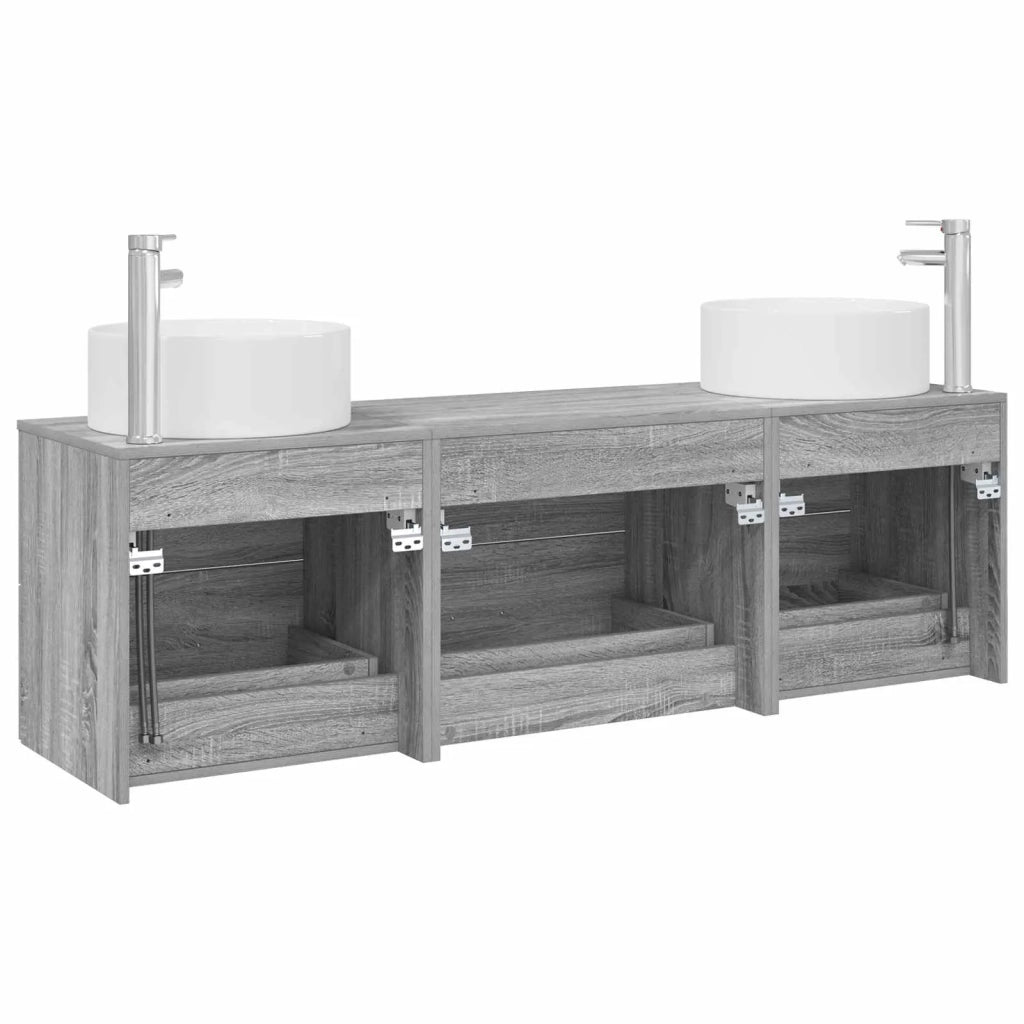 Set di mobili per il bagno 3 pz Sonoma grigio 3405944