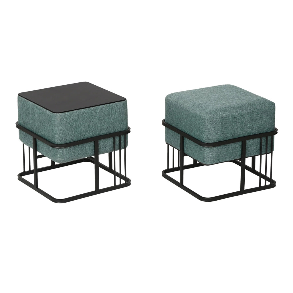 Set di 2 pouf impilabili design moderno e senza tempo multifunzionali quadrati verde 03_0009692
