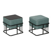 Set di 2 pouf impilabili design moderno e senza tempo multifunzionali quadrati verde 03_0009692