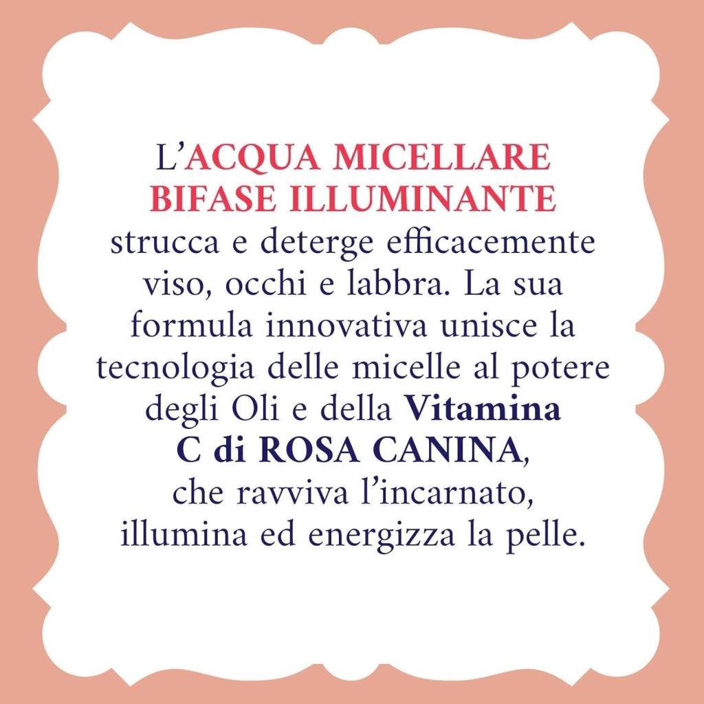 ACQUA MICELLARE BIFASE ALLE ROSE 200 ML ALLA ROSA CANINA + AZIONE ILLUMINANTE VITAMINA C