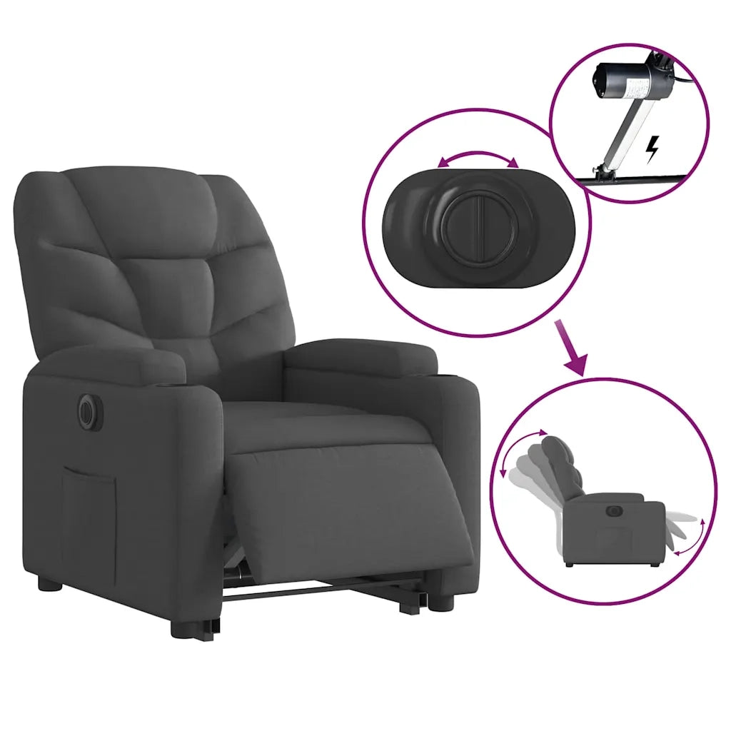 Poltrona Alzapersona Reclinabile Elettrica Grigio Scuro Tessuto 3204621