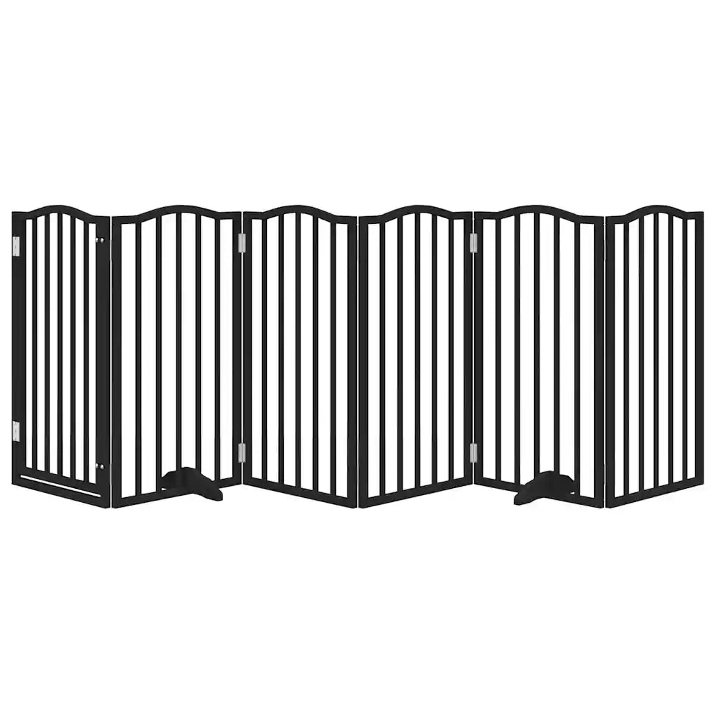 Cancello per Cani Porta Pieghevole Nero 6 Pannelli 300cm Pioppo CFW5469205