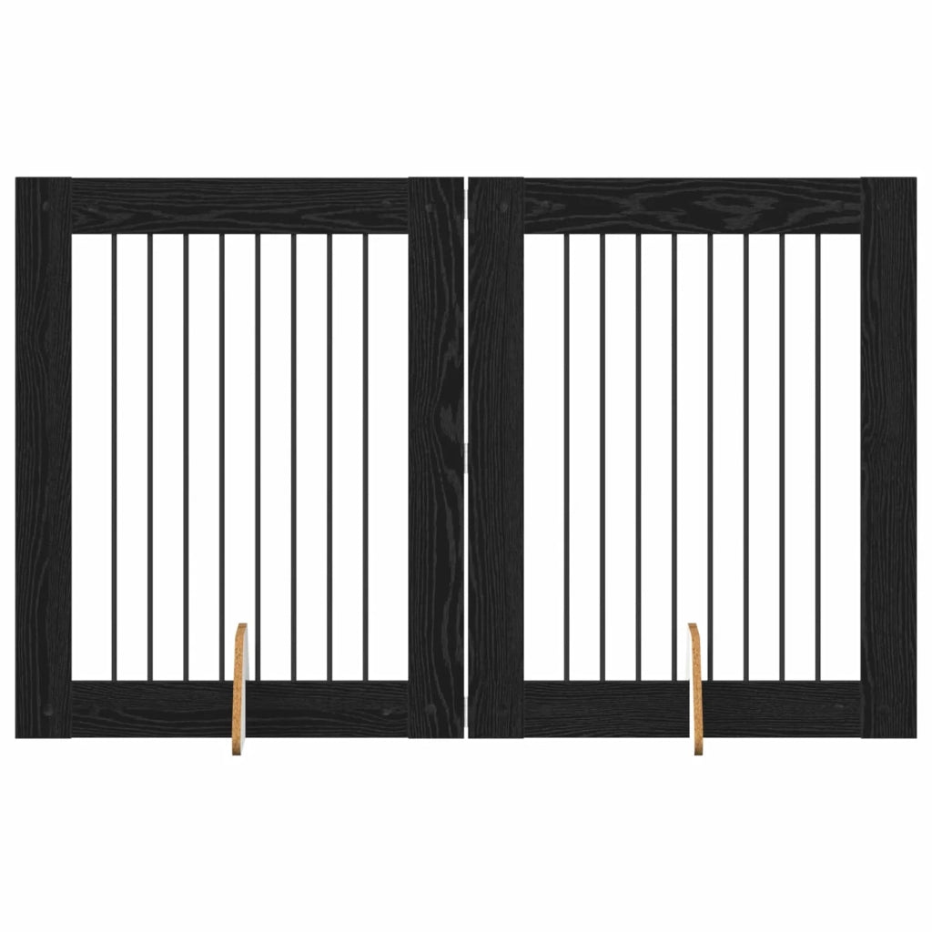 Cancello per cani con supporti 2 pcs Rovere Nero 80 x 100 cm