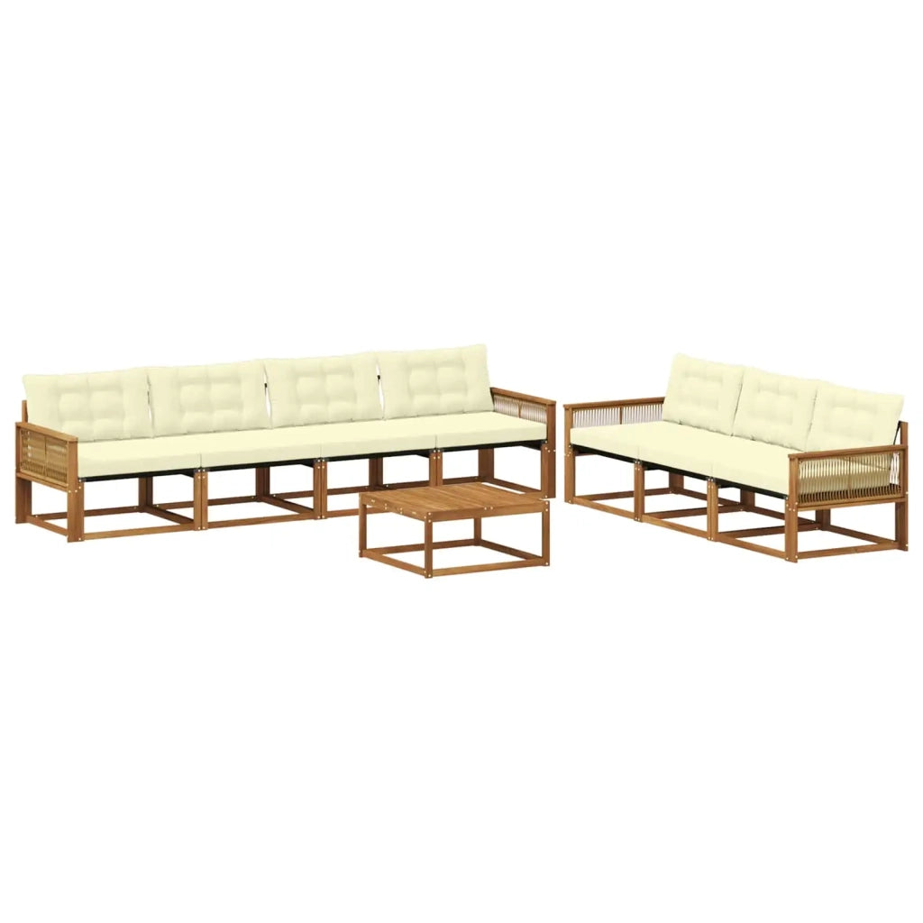 Set di divani da esterno con cuscino 8 pcs Naturale e Crema