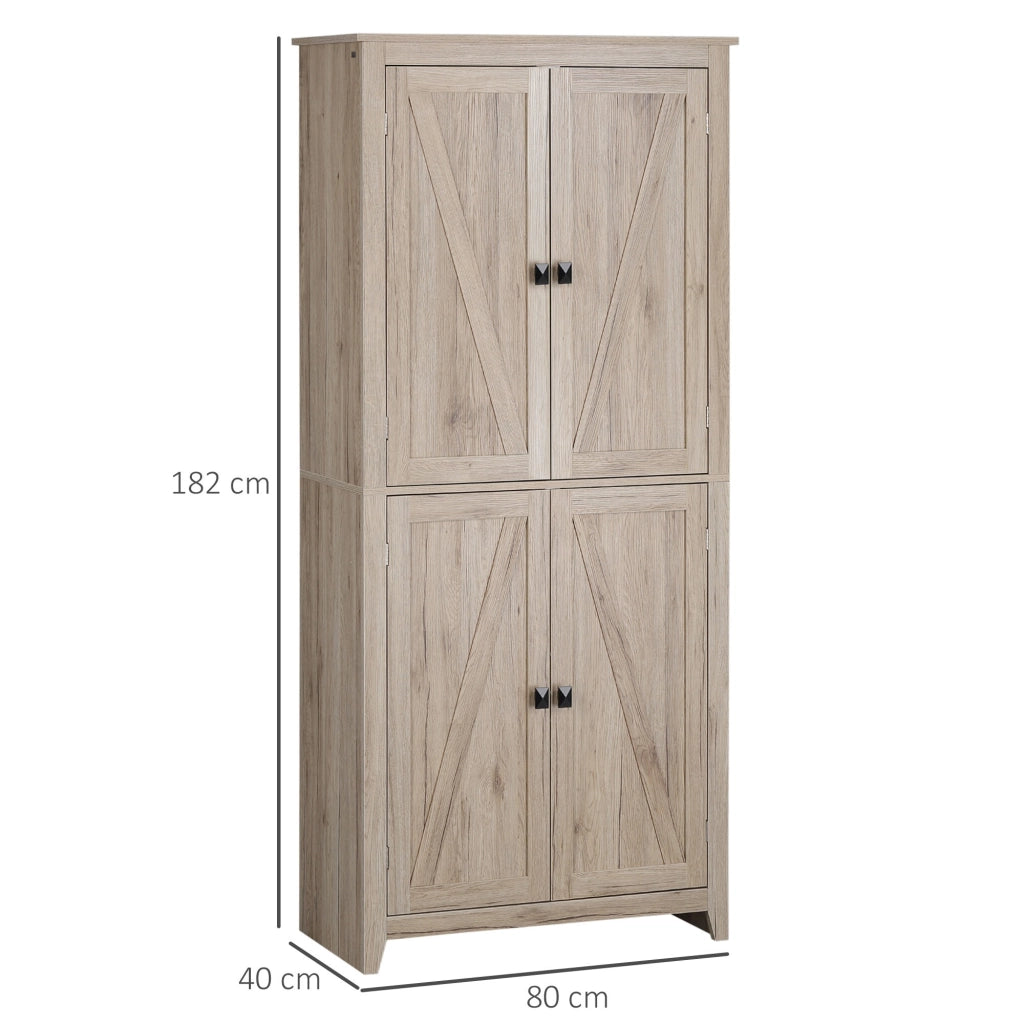 Easycomfort Mobile Cucina a 4 Ante con Mensole Regolabili e Base Rialzata in Legno 80x40x182cm