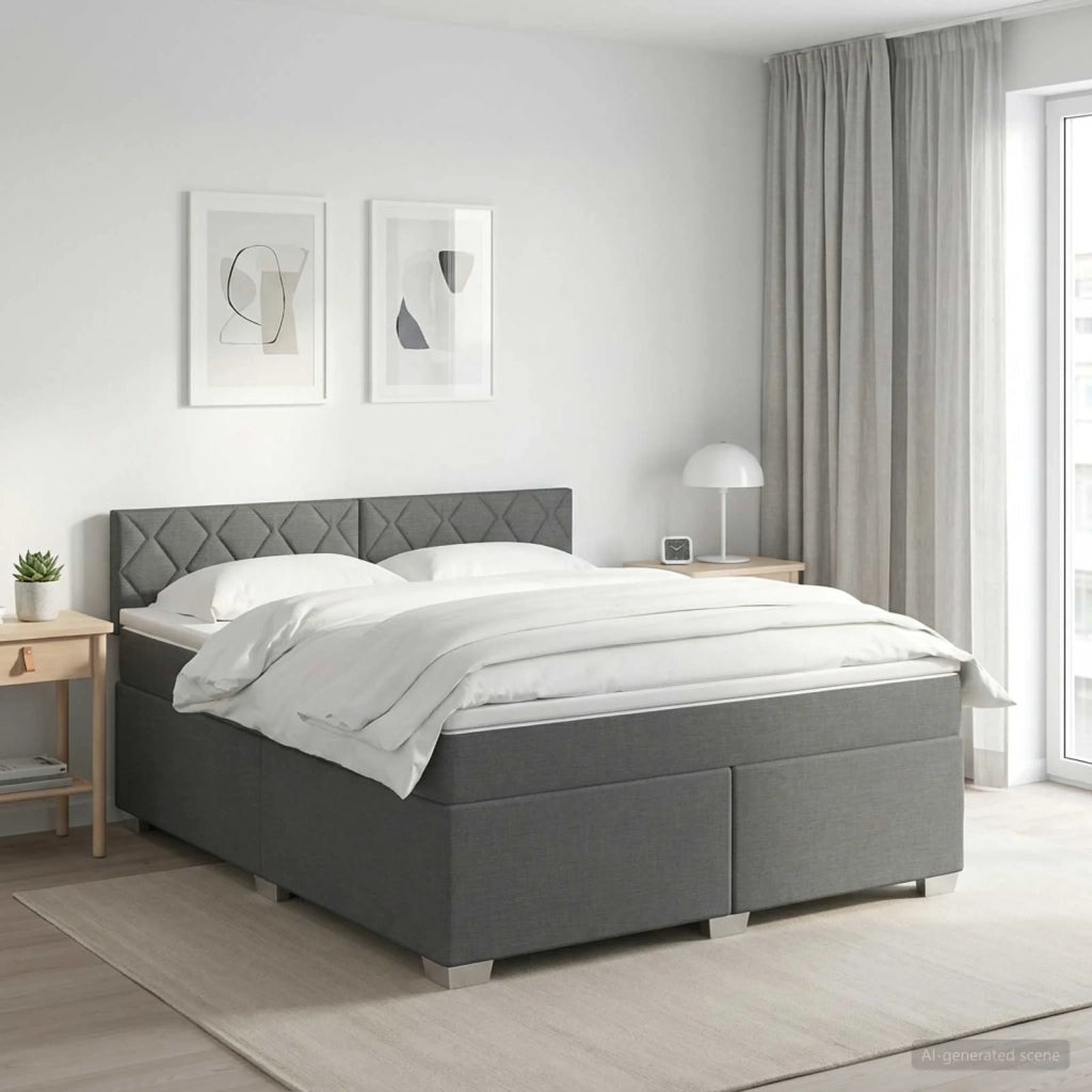 Letto box spring con materasso Grigio Scuro 160 x 200 cm 3450524