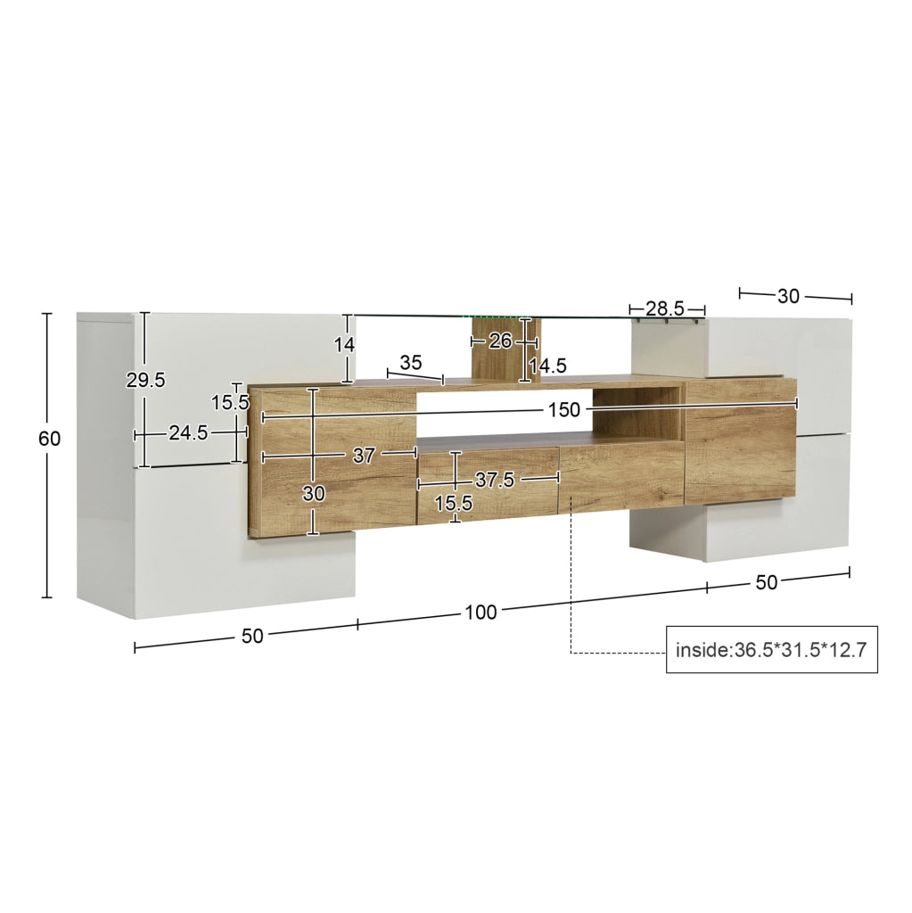 Mobile TV 200 cm con LED; 6 ante; 2 cassetti e 3 vani; MDF