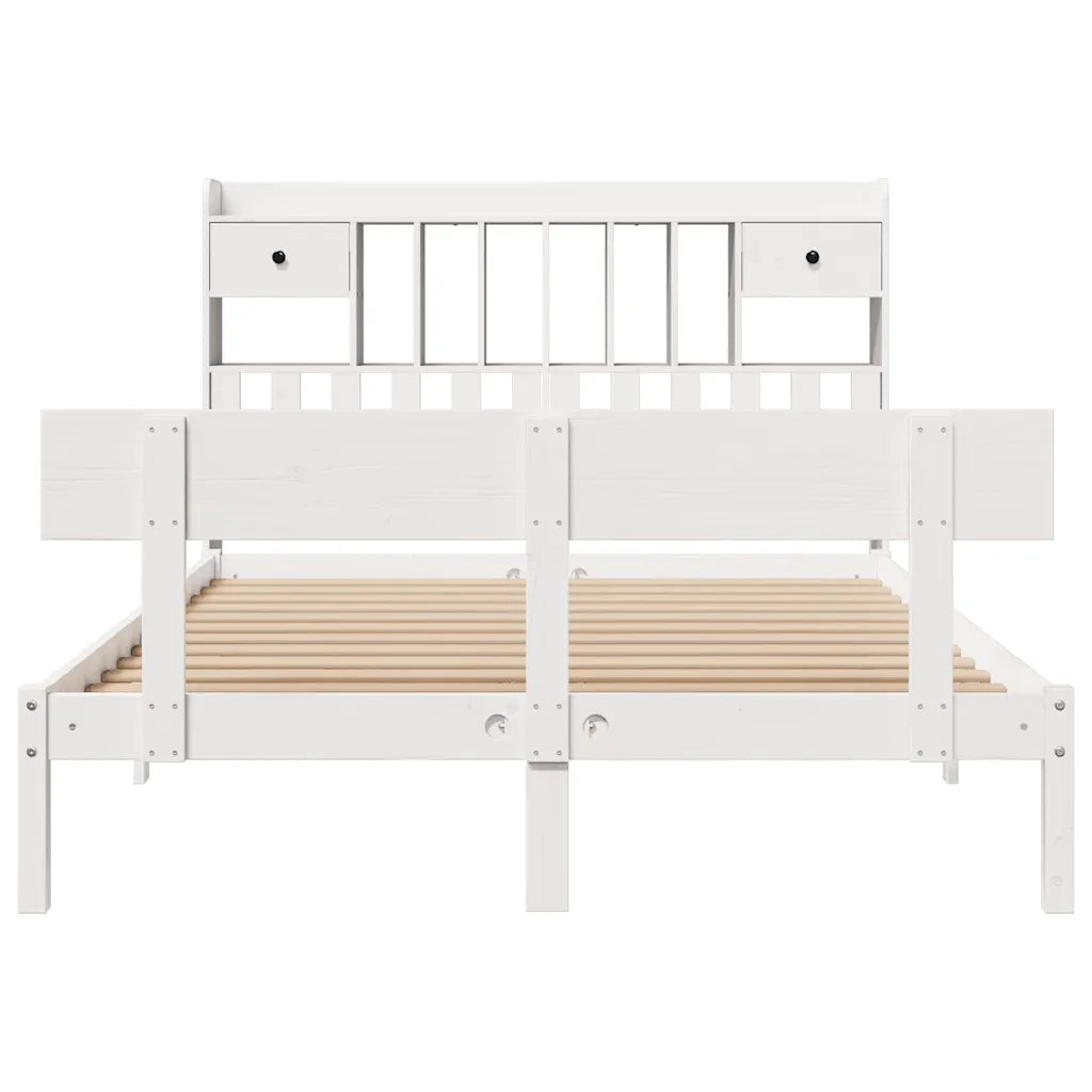 Letto Libreria senza Materasso Bianco 140x190 cm Legno di Pino 3321827