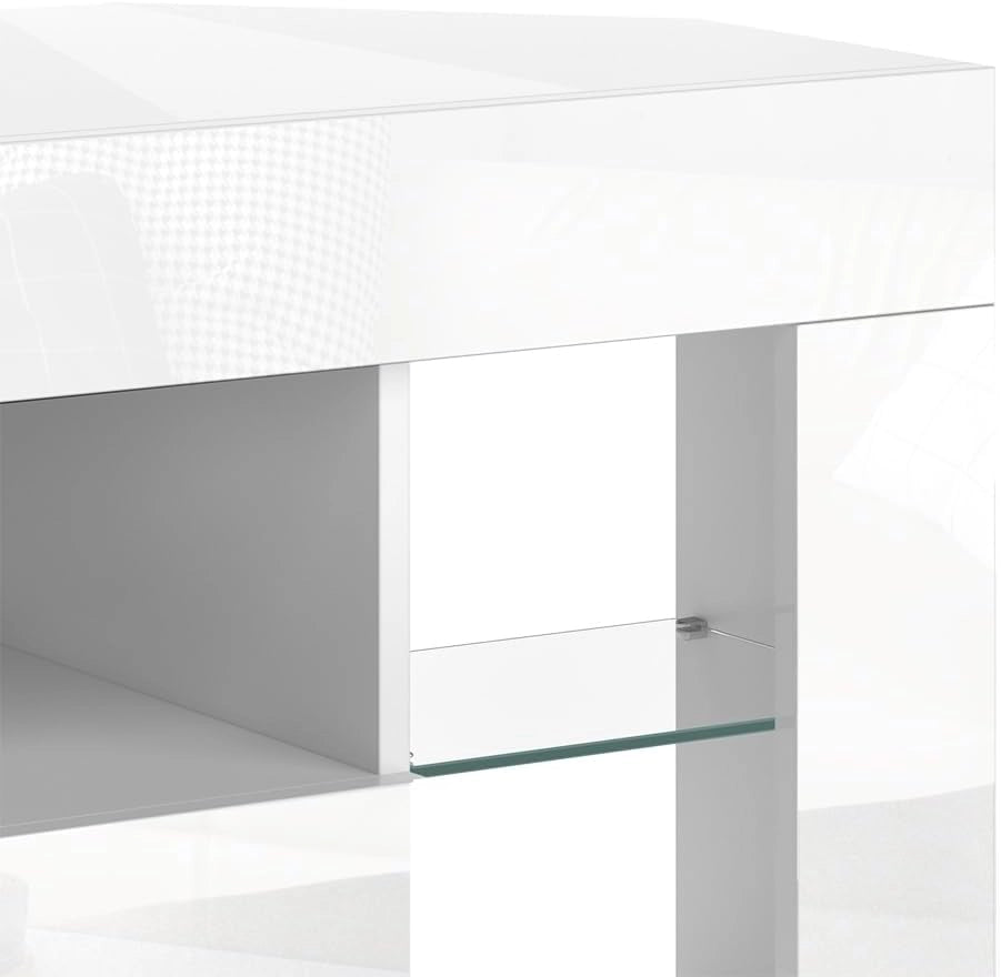 Mobile tv Denver, Bianco, 100 x 50 cm, adatto come supporto TV con ripiani aperti e chiusi
