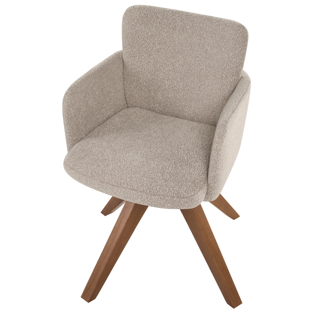 Set di 2 sedie da pranzo girevoli Boucle Rivestimento in tessuto beige Base con gambe in legno girevoli in metallo