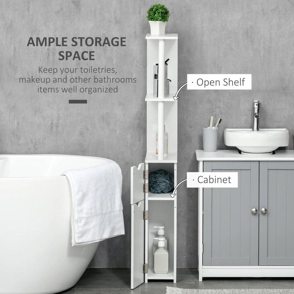 Mobile a Colonna 2 Ripiani 2 Armadietti 15,2x29,8x118 cm in MDF e Legno Truciolare Bianco
