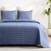 Bordure a Telaio 220x240cm, Canovaccio di Cotone Blu, Duvet Ultralento, Coperta con 2 Cuscini, Piuma 220x240, Diverse Coperta come Duvet o Coperta per Sedia