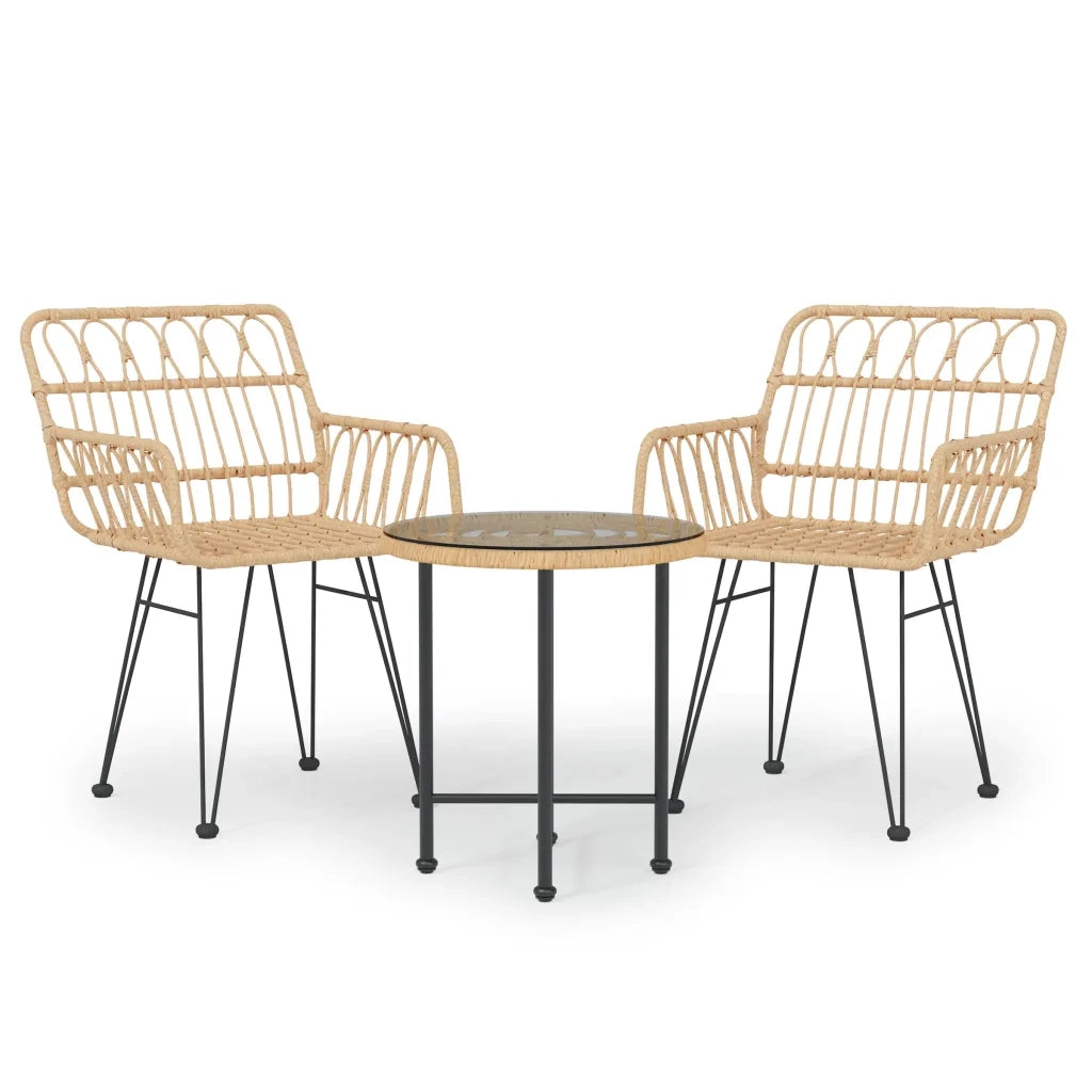 Set da Pranzo da Giardino 3 pz | Set Salotto da Giardino in Polyrattan