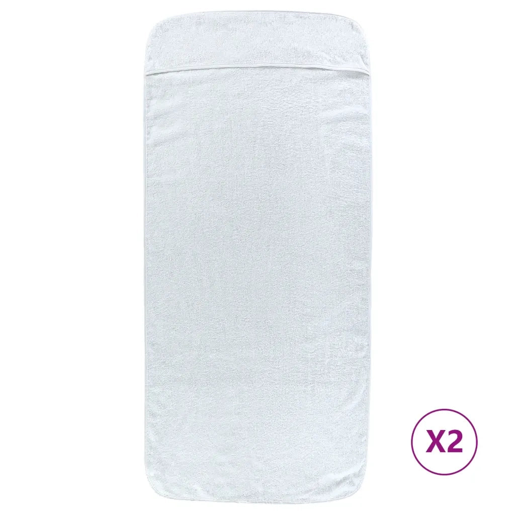 Asciugamani da Spiaggia 2 pz Bianchi 75x200 cm Tessuto 400 GSM CFW9412843