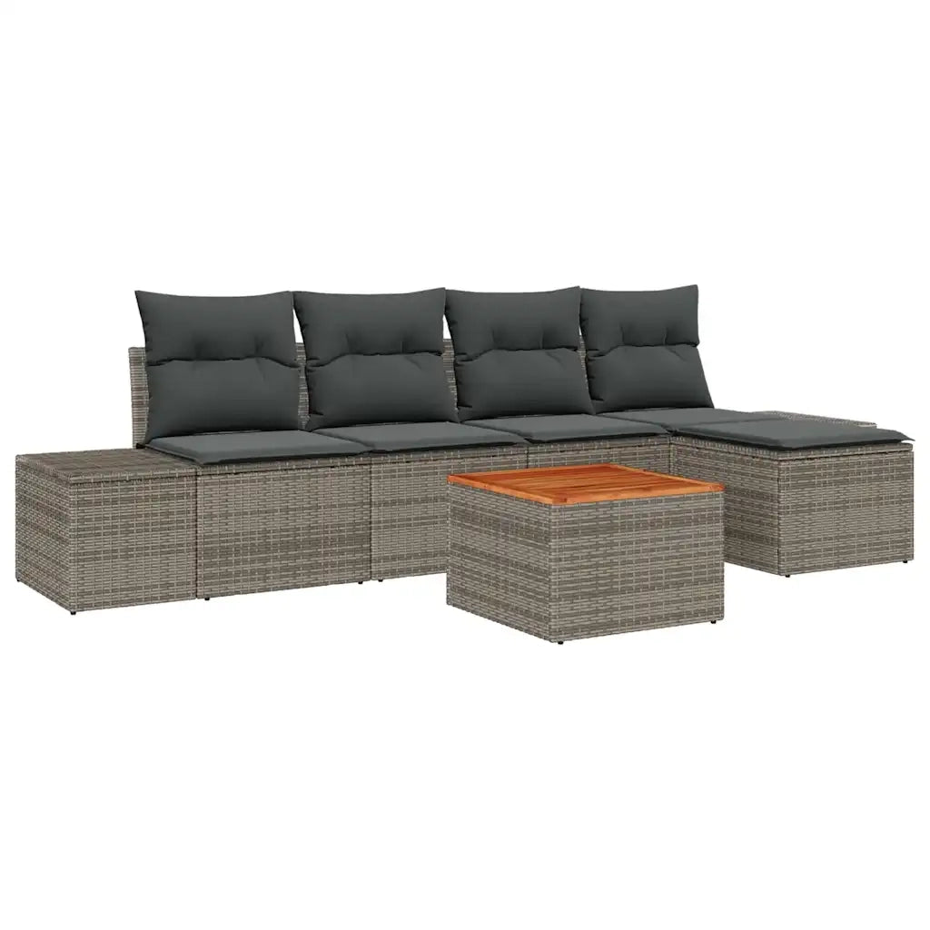 Set Divano da Giardino con cuscino 6 pcs Grigio polyrattan 3347944