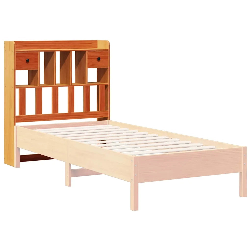 Testiera con Ripiani-Testata contenitore Marrone Cera 100 cm in Legno di Pino 751522