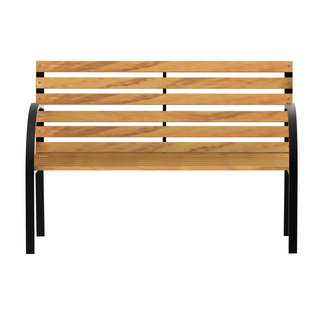 Panchina da Giardino 2 Posti in Legno ¨C zephmum ¨C Nero e Color Legno 122x60x83