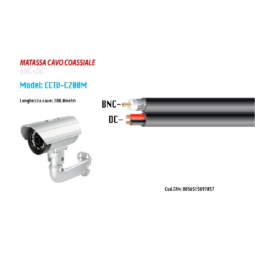 Trade Shop - Cavo Coassiale Rame-rame Antenna Tv Telecamere 200 Metri Maxtech Cctv-c200m -