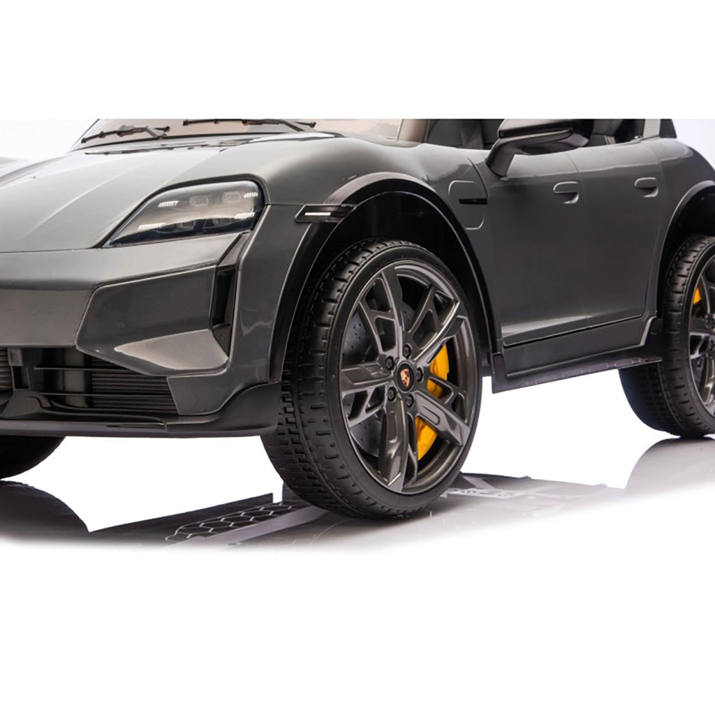 Macchina Elettrica per Bambini Porsche Taycan Turbo S 12V con Telecomando Bluetooth Luci LED e Tappetini Nero