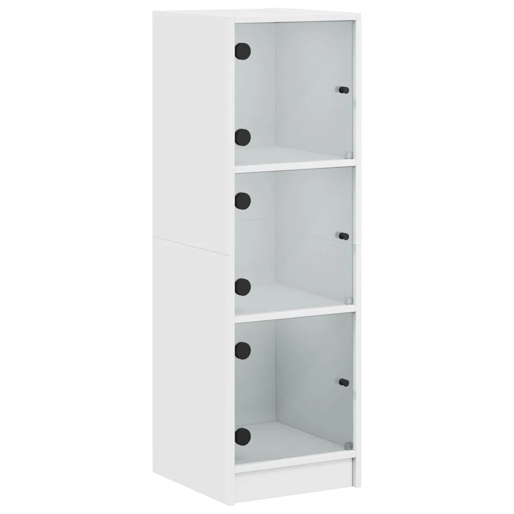 Buffet credenza cassettiera mobiletto mobile contenitore organizer per cucina soggiorno salotto con ante in vetro 35 x 37 x 109 cm bianco 02_0030107