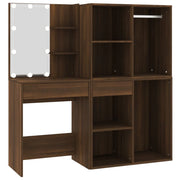 Toeletta tavolo da trucco di design mobili per camera da letto 60 x 40 x 140 cm con illuminazione a LED e armadietti rovere legno ingegnerizzato marrone 02_0006374