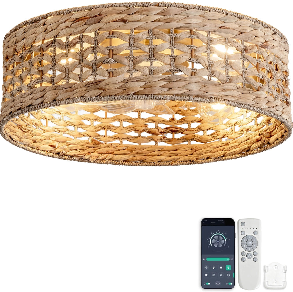 Ventilatore da soffitto con luce, 4 attacchi E26, controllo Bluetooth e telecomando, rame