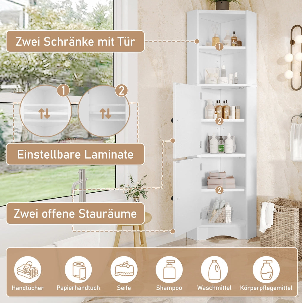 Mobile bagno triangolare in MDF bianco