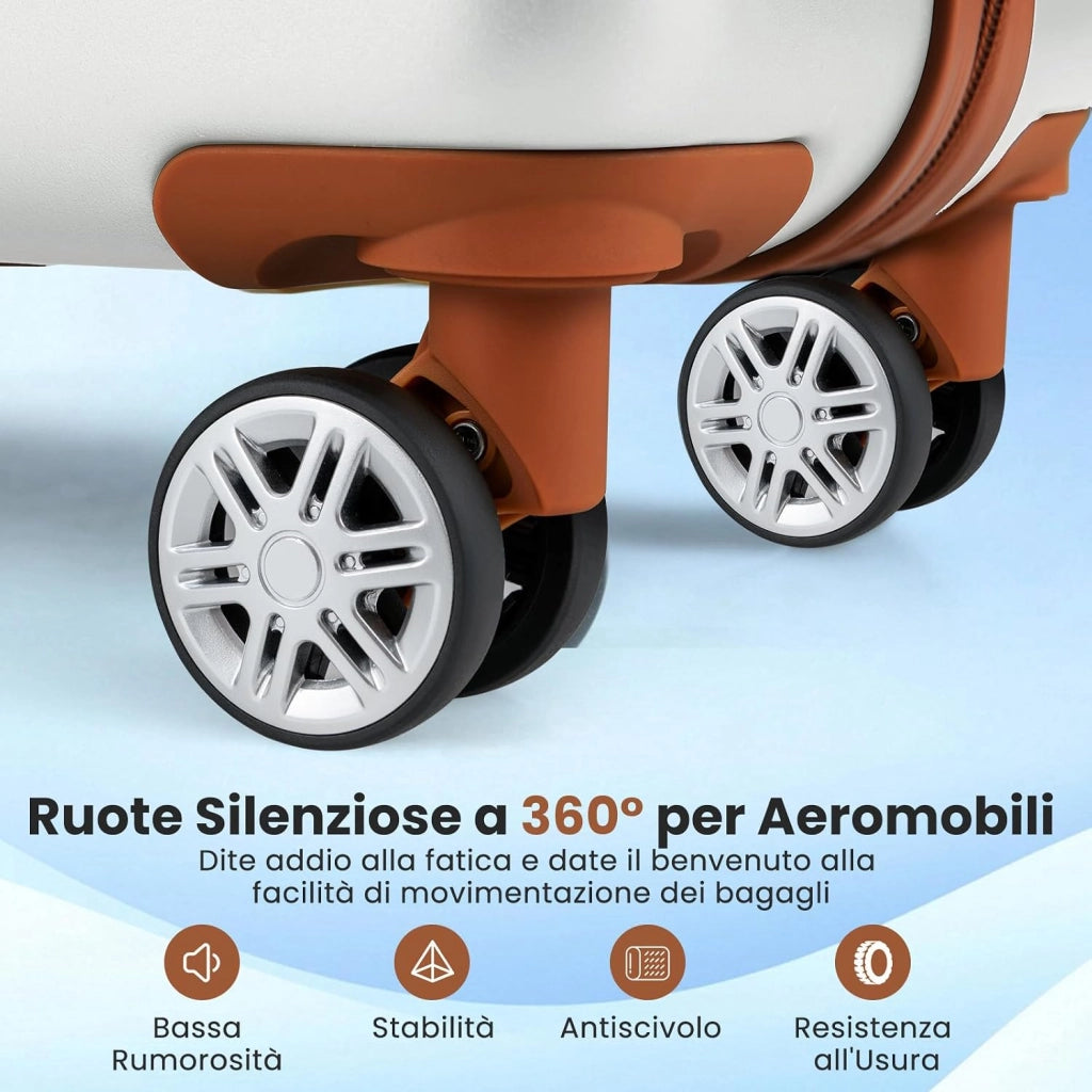 Set di Valigie Rigide 3 Pezzi, Set Valigia da Viaggio in ABS con TSA Lucchetto, Manico Telescopico in Alluminio e Ruote Piroettanti, 20", 24", 28" (Bianco)