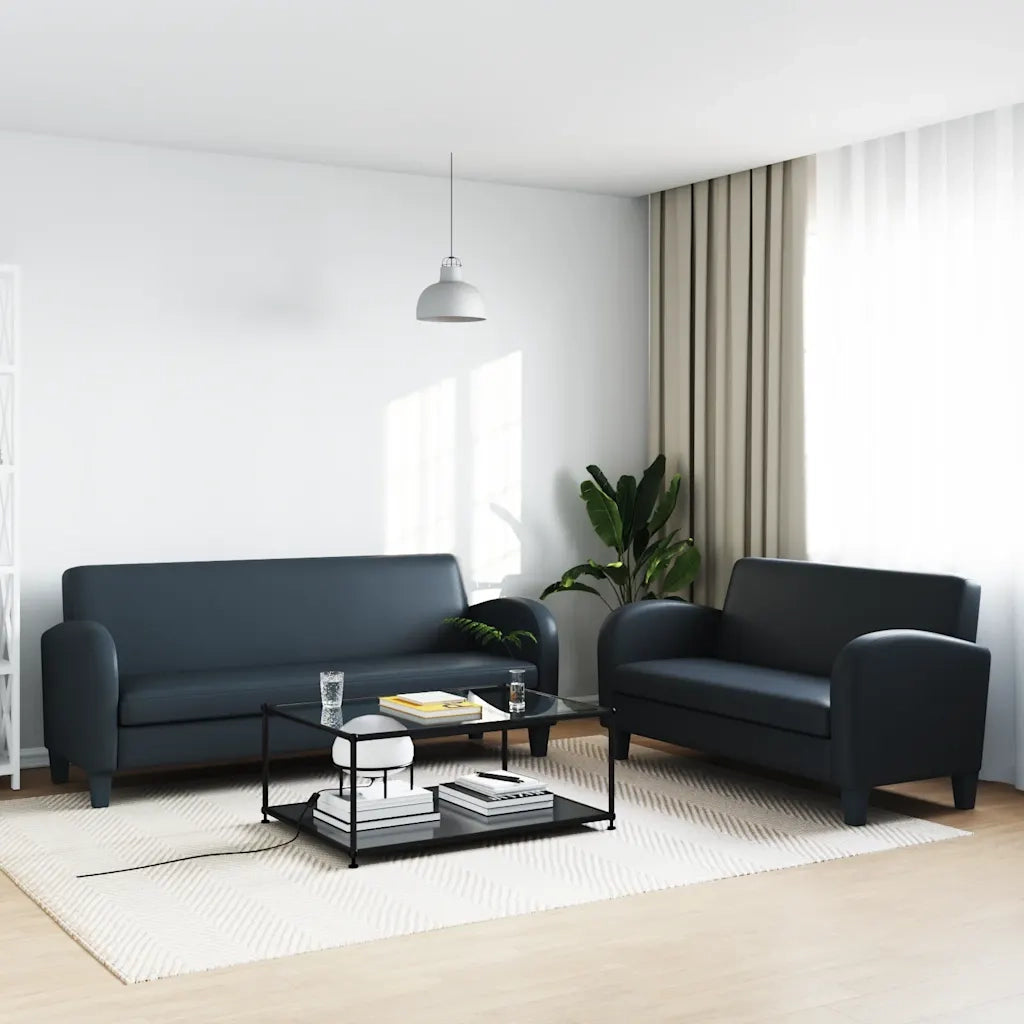 Set Divani 2 pz in Similpelle Nero 275227