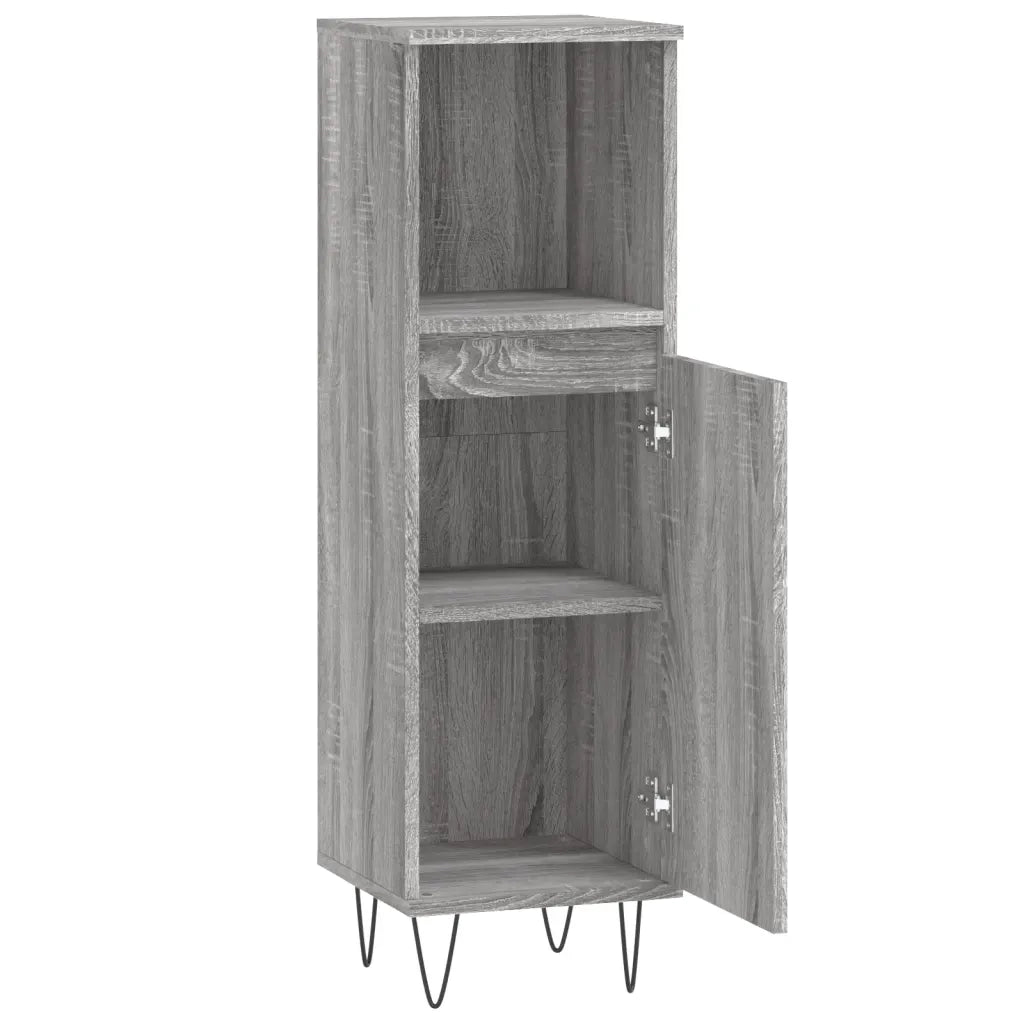 Armadietto Bagno | Armadio da bagno Grigio Sonoma 30x30x100cm in Legno Multistrato
