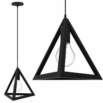 LAMPADARIO DA SOFFITTO A SOSPENSIONE FORMA TRIANGOLO 3D PORTA LAMPADINA E27 NERO