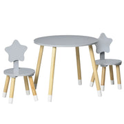 SET TAVOLO CON 2 SEDIE PER BAMBINI IN LEGNO ETÀ DA 18 MESI A 4 ANNI GRIGIO