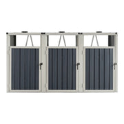 Contenitore per rifiuti a 3 scomparti con ante con maniglia 121 x 219 x 82 cm grigio antracite 03_0006695