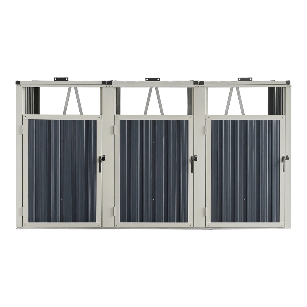 Contenitore per rifiuti a 3 scomparti con ante con maniglia 121 x 219 x 82 cm grigio antracite 03_0006695