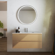 Mobile bagno sospeso 90 cm due cassetti sabbia opaco con lavabo | Ardenne