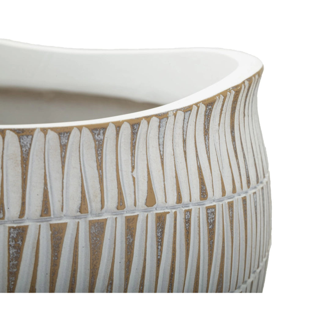 Vaso Decorativo VKH669, Bianco, Poliresina, 30,5x30,5x24,5 cm
