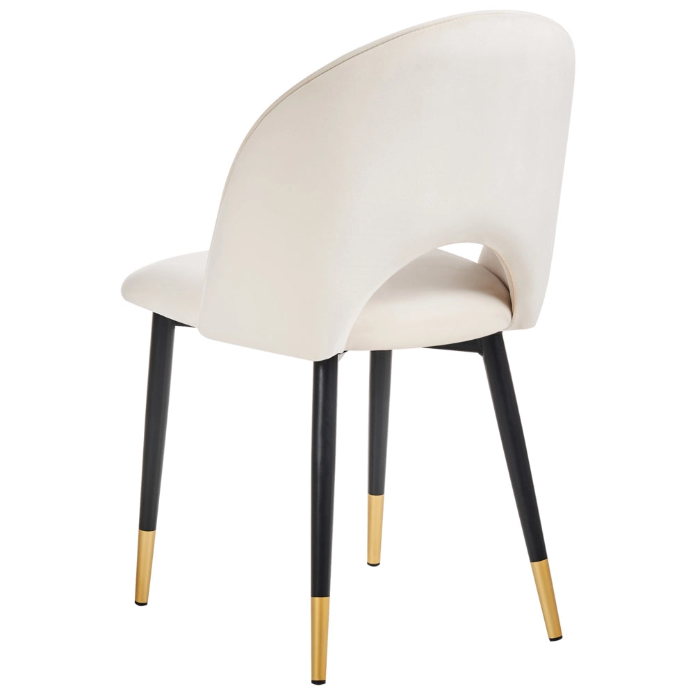 Set di 2 sedie da pranzo rivestimento in velluto beige chiaro gambe nere stile glamour retrò