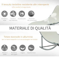 Set 2 Sdraio da Giardino Pieghevoli, Lettino Prendisole in Alluminio e Textilene, 61x165x63 cm