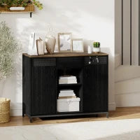 Credenza con 2 Ante, 2 Vani, Cassetto e Ripiani Regolabili 100x40x80 cm Nero e Marrone Rustico
