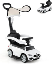 Macchina Cavalcabile per Bambini con Licenza Mercedes-Benz 3 in 1, Capote Regolabile, Guida Realistica con Volante e Clacson, Capacità di Carico 25 KG, per Bambine e Bambini 1-3 Anni (Bianco)