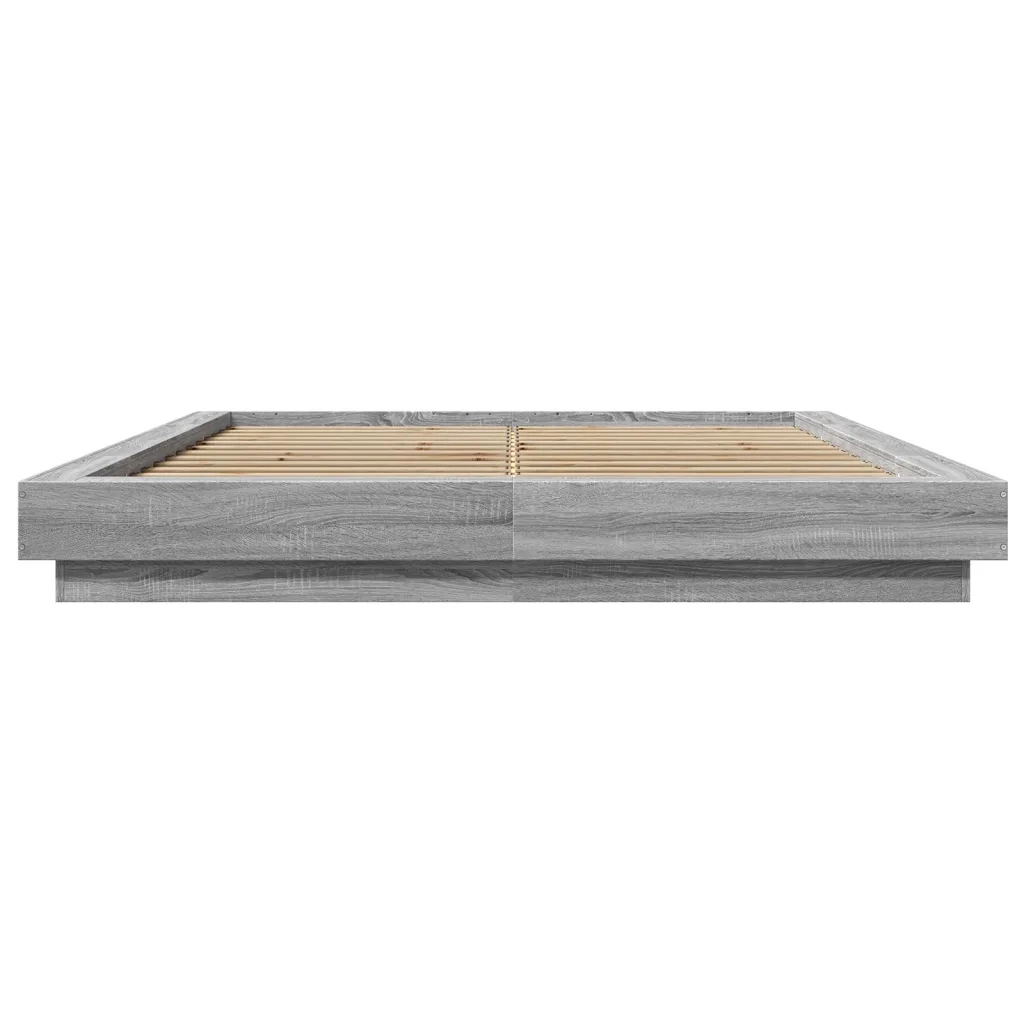 Letto matrimoniale | Letto per adulti | Giroletto Luci LED Grigio Sonoma 150x200 cm Legno Multistrato
