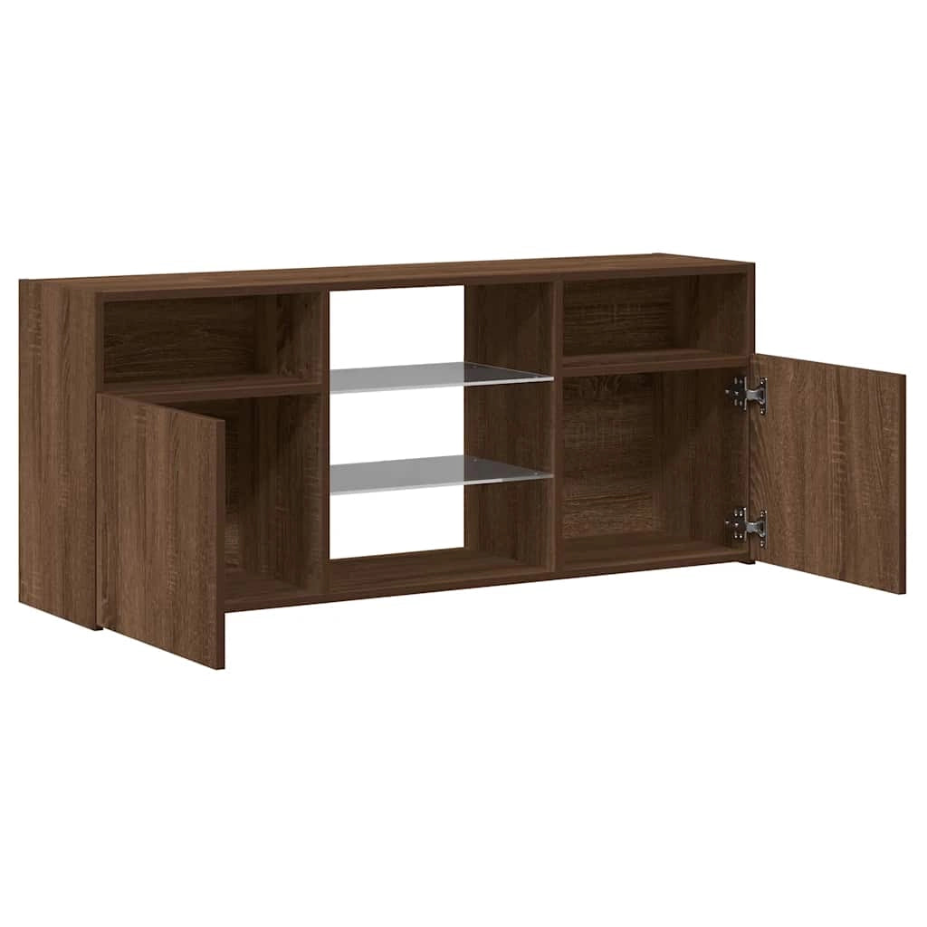 Mobile TV multimediale scaffale TV credenza mobile TV per sala da pranzo soggiorno camera da letto con luci LED rovere 120 x 30 x 50 cm marrone 02_0026666